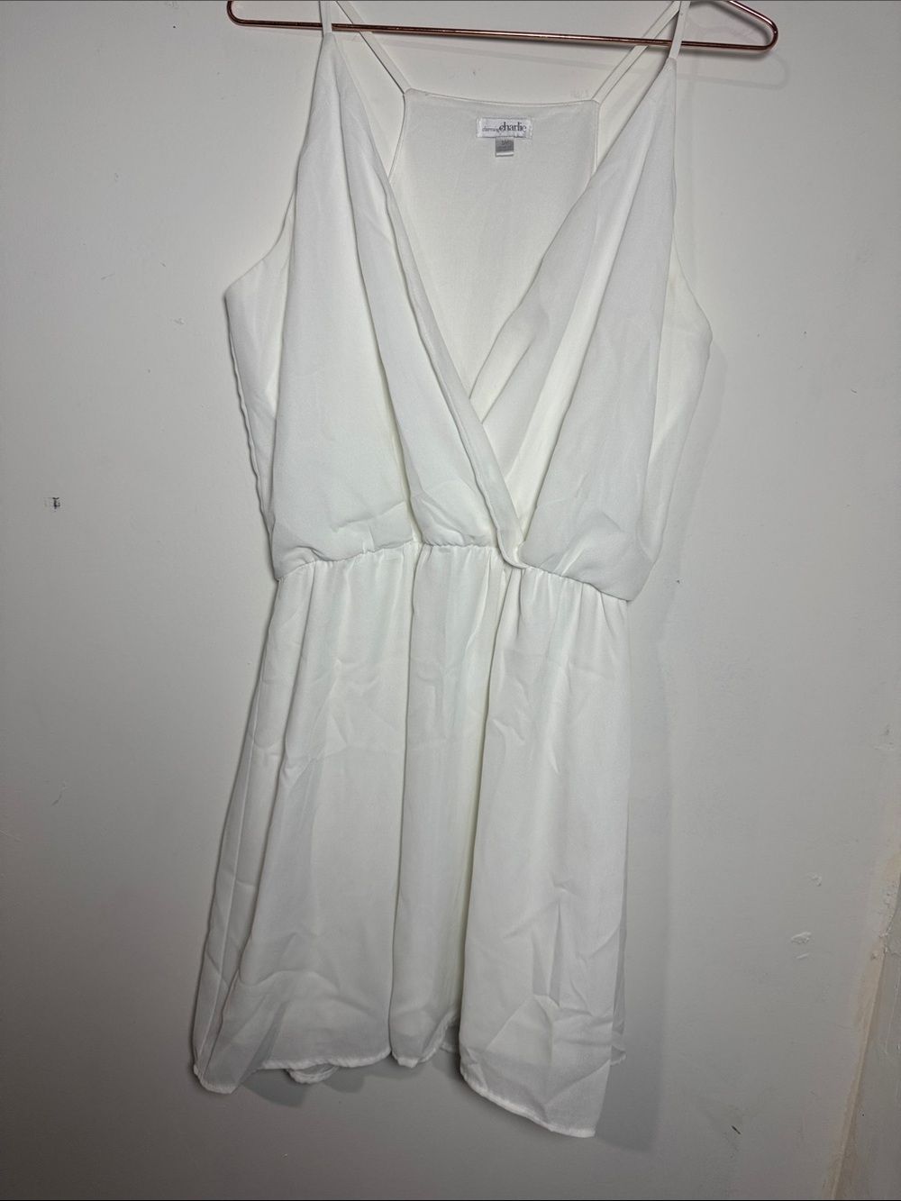 Charmin charlie White V-Neck Spaghetti Strap Mini Dress